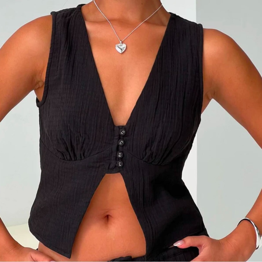 PRINCESS POLLY Black Vest Tank